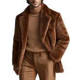 Men's Solid Color Faux Mink Collar Mid-length Coat MTA0764K6X