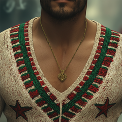 Men's Winter Retro Cotton Yarn Knitted Jacquard V-Neck Sweater MTA2983K9P