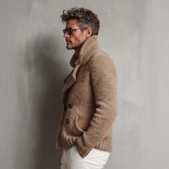 Men's Classic Retro Tough Style Double-breasted Lapel Knitted Cardigan MTA1034J7K