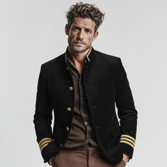 Men's Classic Corduroy Stand Collar Single-Breasted Jacket MTA1561K7K