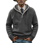 Men's Classic Casual Western Style Hooded Knitted Jacquard Sweatshirt MTA2801K0K