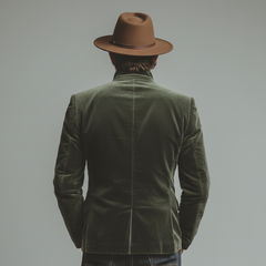 Men's Classic Retro Embroidered Faux Velvet Stand Collar Jacket MTA0417L7K