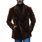 Men's Winter Retro Glossy Velvet Double-Breasted Lapel Jacket MTA0453K0P