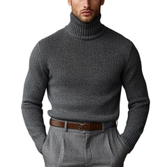 Men's Solid Color Turtleneck Knitted Long-sleeved Sweater MTA0752K7X