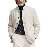 Men's Classic Casual Stand-up Collar Tweed Textured Fabric Jacket MTA0595K5K