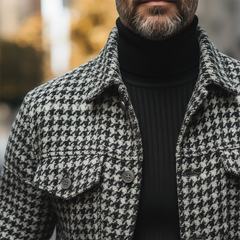 Men's Winter Retro Houndstooth Faux Wool Jacket MTA1203K5P