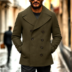 Men's Retro Solid Color Faux Suede Double-Breasted Jacket MTA0620K0X