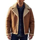 Men's Winter Retro Faux Leather Fleece Lined Zip-Up Jacket MTA0501K8P