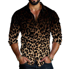 【24-hour shipping out】Men's Leopard Gradient Print Long Sleeve Shirt 26030304X