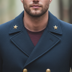 Men's Winter Retro Color-blocked Faux Wool Double-breasted Military Overcoat MTA2488K2P