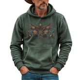 Men's Classic Retro Western Style Embroidered Faux Suede Hoodie MTA0158L4K