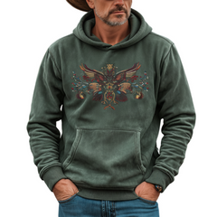 Men's Classic Retro Western Style Embroidered Faux Suede Hoodie MTA0158L4K