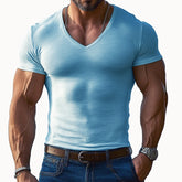 【24-hour shipping out】Men's Solid Color V-neck Short-sleeved T-shirt 97583947X