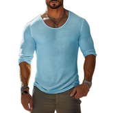 Men's Casual Cotton Round Neck Slim Fit Long Sleeve T-Shirt MTA2587C7M