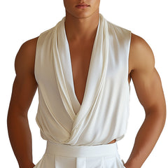 Men's Summer Fashion Classic Retro Imitation Silk Tank Top MTA1828D0P