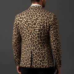 Men's Fashionable And Unique Leopard Print Faux Suede Single-breasted Blazer MTA2961K6K