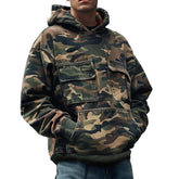 Men's Vintage Camouflage Printed Cotton Blend Flap Pocket Long-Sleeved Hoodie 44391826M