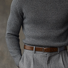 Men's Solid Color Turtleneck Knitted Long-sleeved Sweater MTA0752K7X