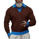 Men's Classic Casual Two-piece Color-blocked Slim-fit Sweater MTA0527K7K