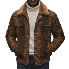 Men's Winter Retro Camouflage Print Fur Collar Jacket MTA1066K1P