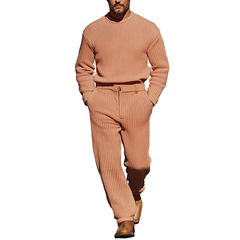 Men's Simple Faux Wool Knit Sweater And Trousers Set MTA0198K3P
