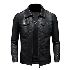 Men's Lapel Leather Biker Jacket 37377631X