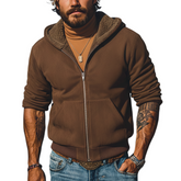 Men's Classic Retro Hooded Fleece-lined Faux Suede Jacket MTA0107K0K