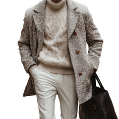 Men's Blended Fabric Lapel Mid-length Coat MTA2628K1X