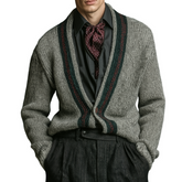 Men's Retro Casual Striped Knit Button-Up Cardigan MTA2875K9TO