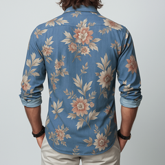 Men's Floral Lapel Chest Pocket Long Sleeve Shirt MTA2229G7Z