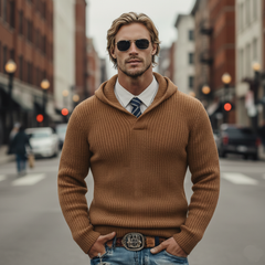 Men's Classic Casual Hooded Slim Fit Knit Sweatshirt MTA2830K7K