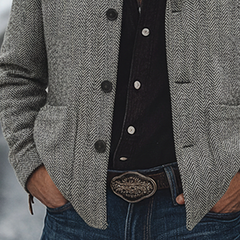 Men's Retro Blend Herringbone Lapel Jacket MTA0626K5X