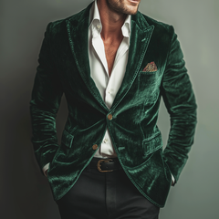 Men's Retro Casual Velvet Blazer MTA1292K6TO