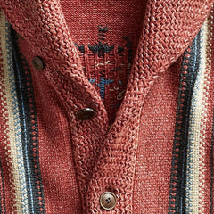 Men's Vintage Jacquard Lapel Single Breasted Long Sleeve Knit Cardigan 51482095M