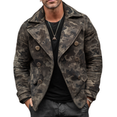 Men's Classic Camouflage Print Suede Double Breasted Jacket MTA0447I4U