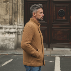 Men's Classic Stand-up Collar Slanted Placket Button-down Cardigan MTA0450L0K