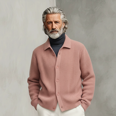 Men's Classic Casual Pink Collared Knit Cardigan MTA1530K2K