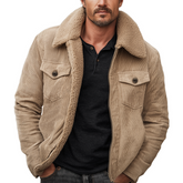 Men's Classic Camel Corduroy And Shearling Lining Zip-up Jacket MTA0453K9U