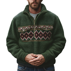 Men's Winter Retro Print Fleece High Neck Warm Sweatshirt MTA1473K6P