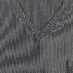 Men's Casual Ribbed Cotton Blend V-neck Slim Fit Short-sleeved T-shirt 51265184M