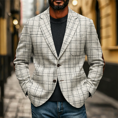 Men's Blended Plaid Lapel Patchwork Blazer MTA2492K6X