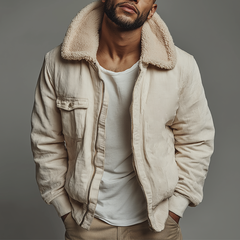 Men's Retro Casual Corduroy Fur Collar Zipper Jacket MTA3145J4TO