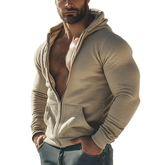 Men's Retro Cotton Blend Hooded Zip-Up Sweatshirt MTA2690K7P