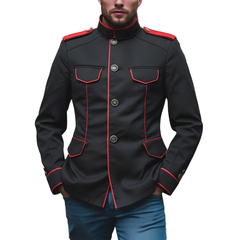 Men's Fashion Color-Blocked Cotton Blend Stand Collar Jacket MTA1754K2P