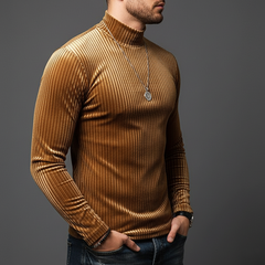 Men's Urban Slim-fit Velvet Striped Long-sleeved T-shirt MTA2481K0U