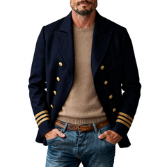 Men's Blended Fabric Double-breasted Blazer MTA1167K7X