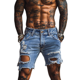 Men's Vintage Distressed Denim Shorts MTA1272F6X