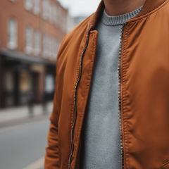 Men's Retro Polyester Blend Quilted Bomber Jacket MTA1528K7P