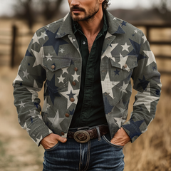 Men's Retro Star Print Twill Cotton Jacket MTA1022K0P