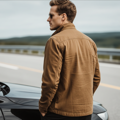 Men's Classic Casual Western Style Stand Collar Washed Twill Cotton Jacket MTA2904K2K